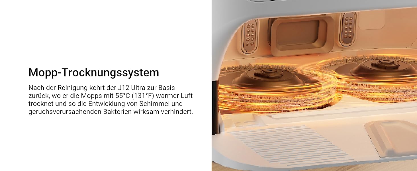 Робот-пилосос EUREKA J12 Ultra з функцією миття підлоги (самостійне очищення, прання та сушка), потужність всмоктування 5000Pa, обертова функція миття, Dual-LiDAR навігація, 3D уникнення перешкод, білий