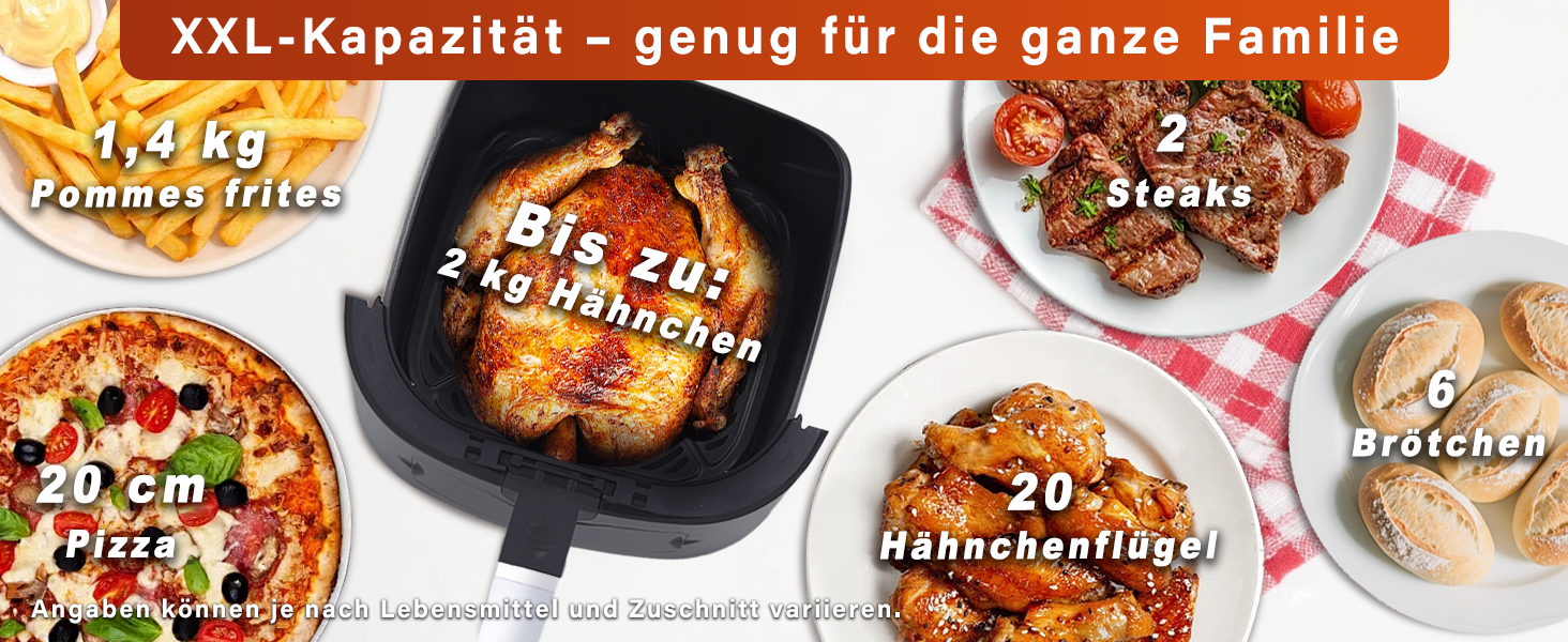 Аерофритюрниця Citybee XXL 10л (5л+5л) з двома камерами та вікном, Dual Zone Airfryer, 2200W, сенсорне керування, таймер 24г, чорна