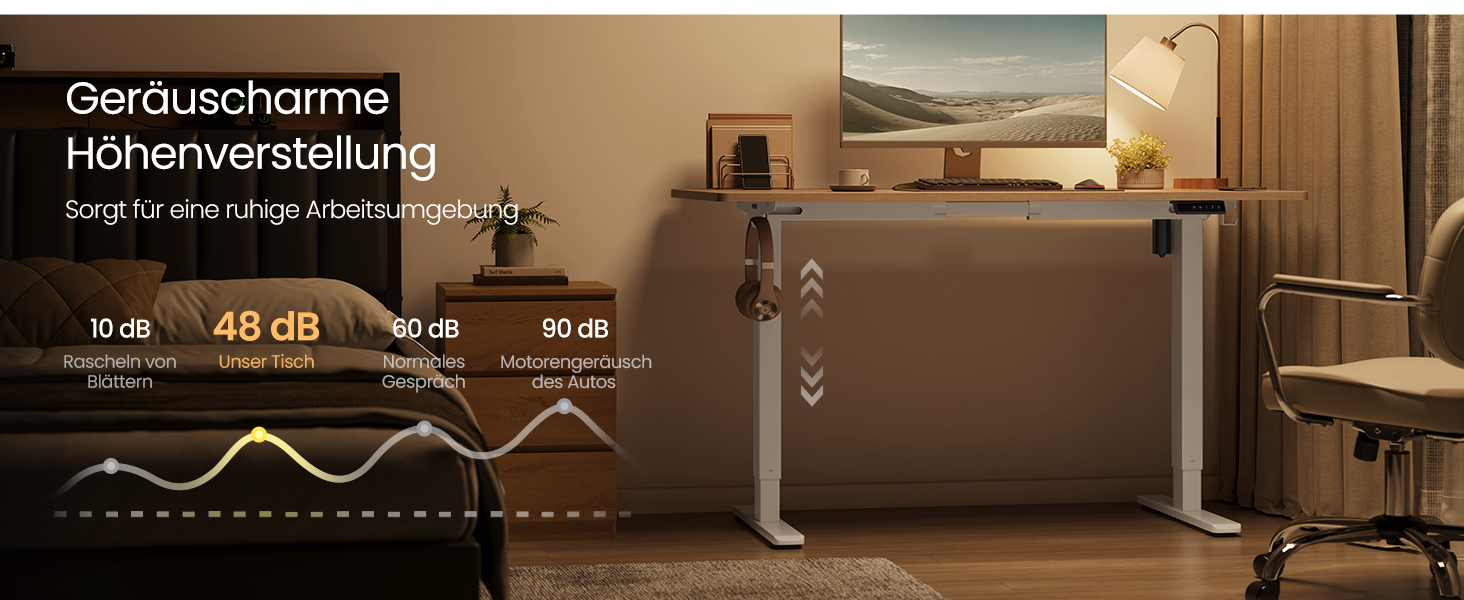 Електричний регульований стіл VASAGLE LSD02B0V2 - сталевий каркас, 3 пам'яті висоти, з гачками