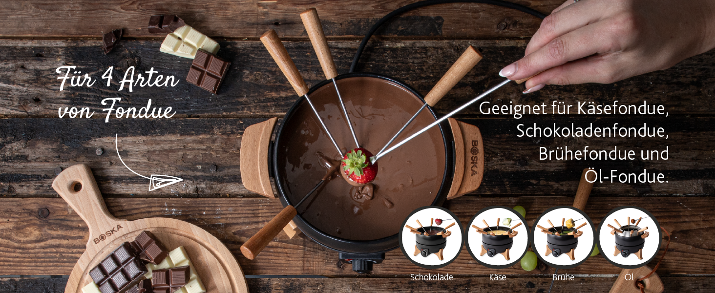 Електричний Фондюсет Boska Party 2.3L: для сиру, шоколаду, гарячого горщика, м'яса. Регулятор температури, 2.3L, нержавіюча сталь та чавун