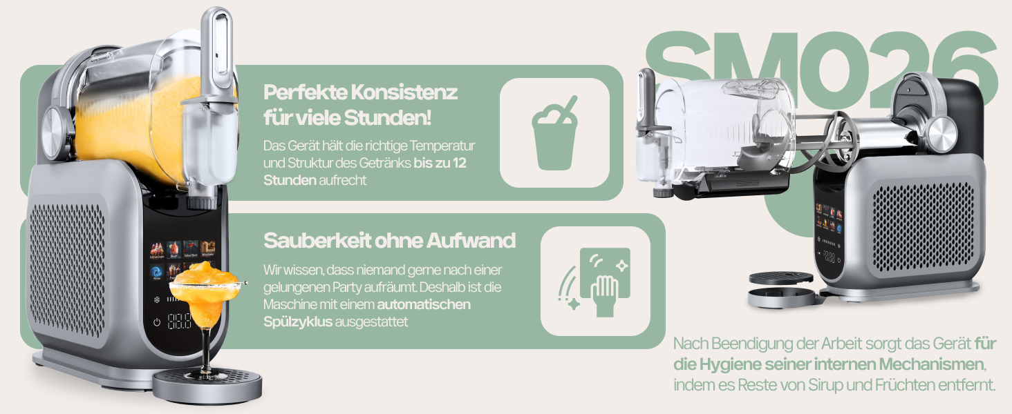 Машина для морозива 4Swiss самоохолоджувана з компресором для дому: приготування морозива, смузі, сляшу, граніти, йогурту - SM026