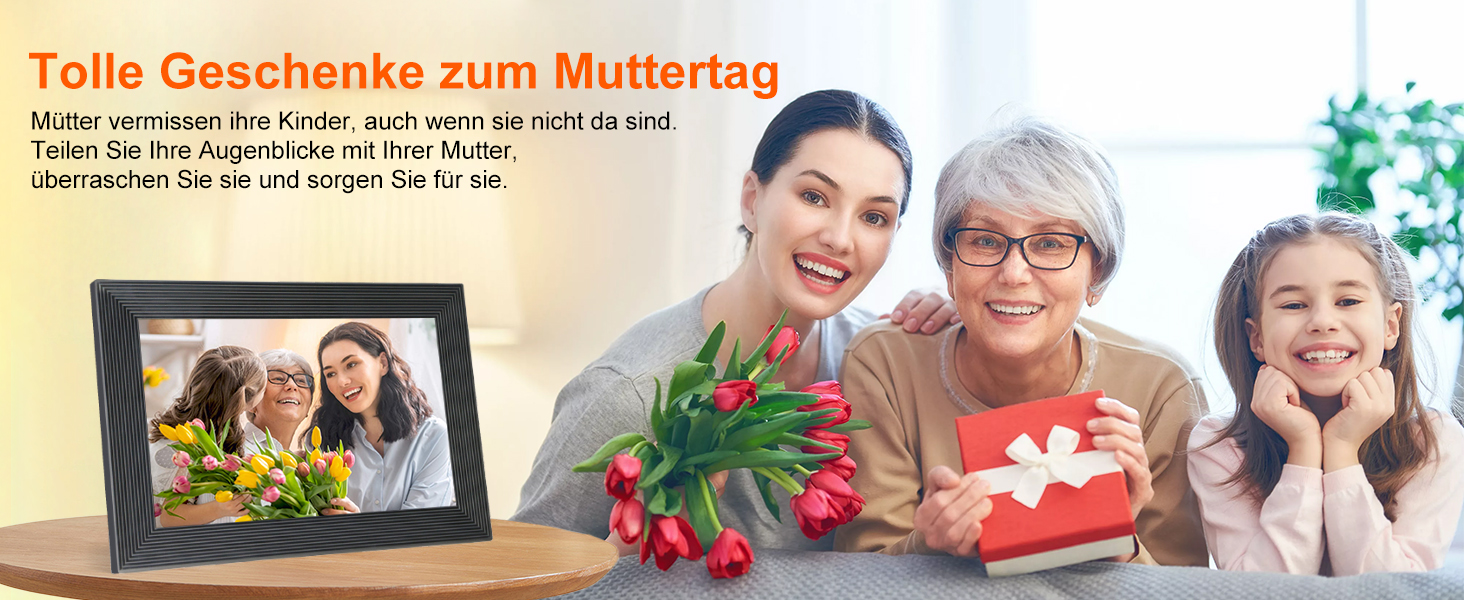 Цифровий фоторамка Frameo WLAN, 10.1 дюйми, LCD сенсорний екран 1280x800, 32GB, автоматичне обертання, підключення Wi-Fi, сумісний з додатком Frameo