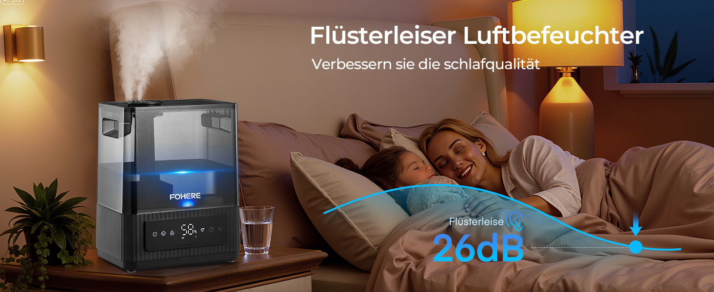 Ультразвуковий зволожувач повітря на 6л для великих кімнат, дитячої та спальні: безшумний холодний випарник з датчиком вологості, аромадифузором та верхнім заповненням, до 60 год роботи