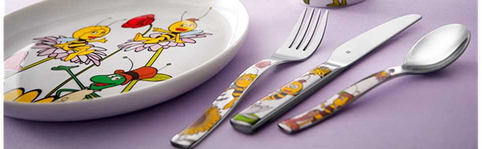 Набір дитячого посуду Janosch від WMF, 4 шт., нержавіюча сталь, для дітей від 3 років, Cromargan, придатний для миття в посудомийній машині