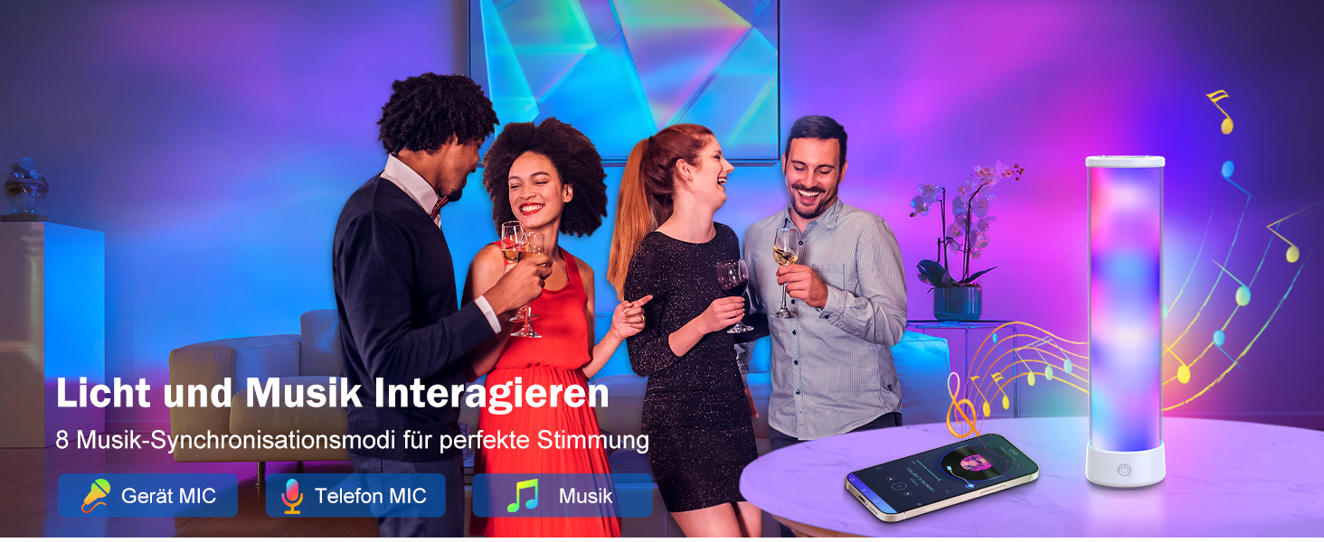 LED-лампа на тумбочку бездротова з пультом/APP, регулювання яскравості, RGBICWW, 2700-6500K, для спальні, вітальні, кемпінгу