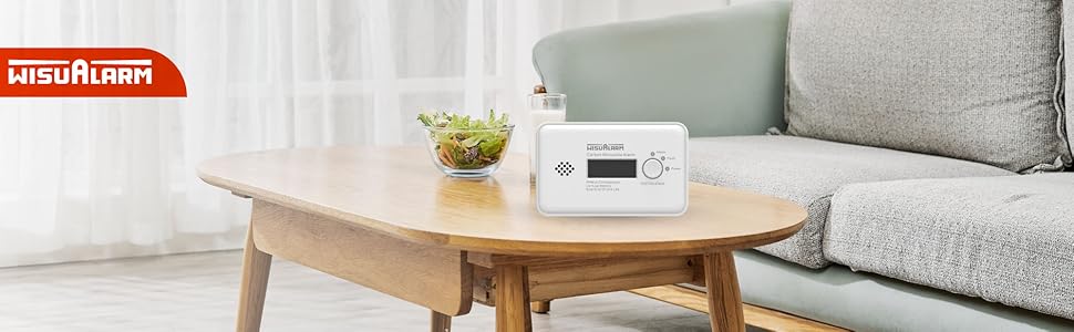 Детектор чадного газу з батареєю на 10 років, CO детектор, сертифікат TÜV, LCD дисплей, кнопка тестування/відключення, EN 50291 (автономний)