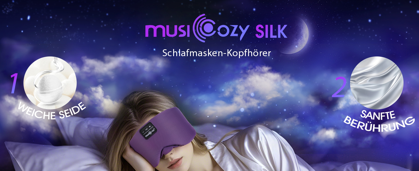 Маска для сну з Bluetooth-навушниками, 100% затемнення, шовкова маска для очей, для чоловіків та жінок, м'які навушники, Bluetooth маска для сну, подорожей (фіолетова)