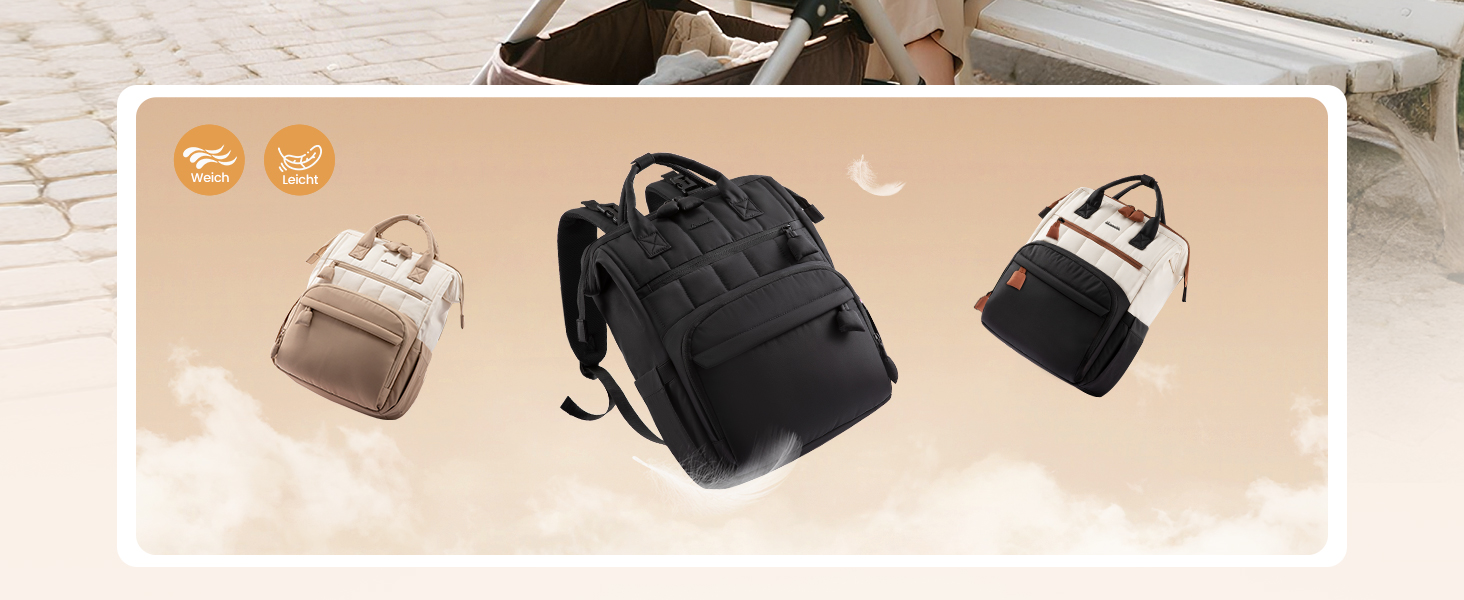 LOVEVOOK Рюкзак-переноска для мами та тата, рюкзак-пеленальник, сумка для підгузків, водонепроникна, з пеленальною підкладкою, з ременями для дитячої коляски, Khaki-beige