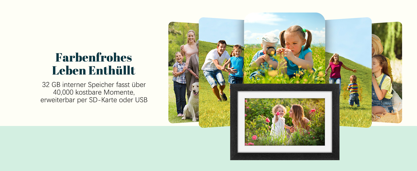 Цифровий фоторамка Eptusmey 10.1 дюйма з Wi-Fi, корпус з дуба, 32GB, IPS Touchscreen, підтримка Uhale APP, для подарунків, білий дуб