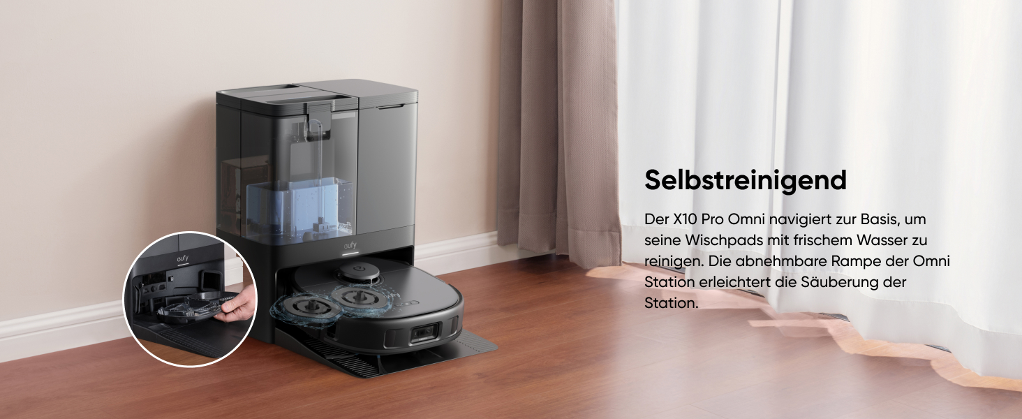 Робот-пилосос Eufy X10 Pro Omni з функцією миття та авто-дозаправкою, 8000Pa, 2 мопи з автомийкою та сушінням (відновлений)