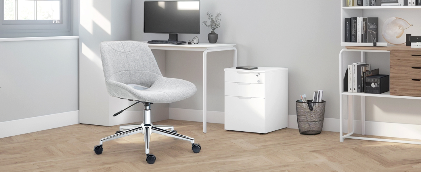 Офісне крісло HOMCOM з регулюванням висоти, комп'ютерне крісло з металевим каркасом, сірий колір, до 110 кг, 49 x 56,5 x 73-82,5 см