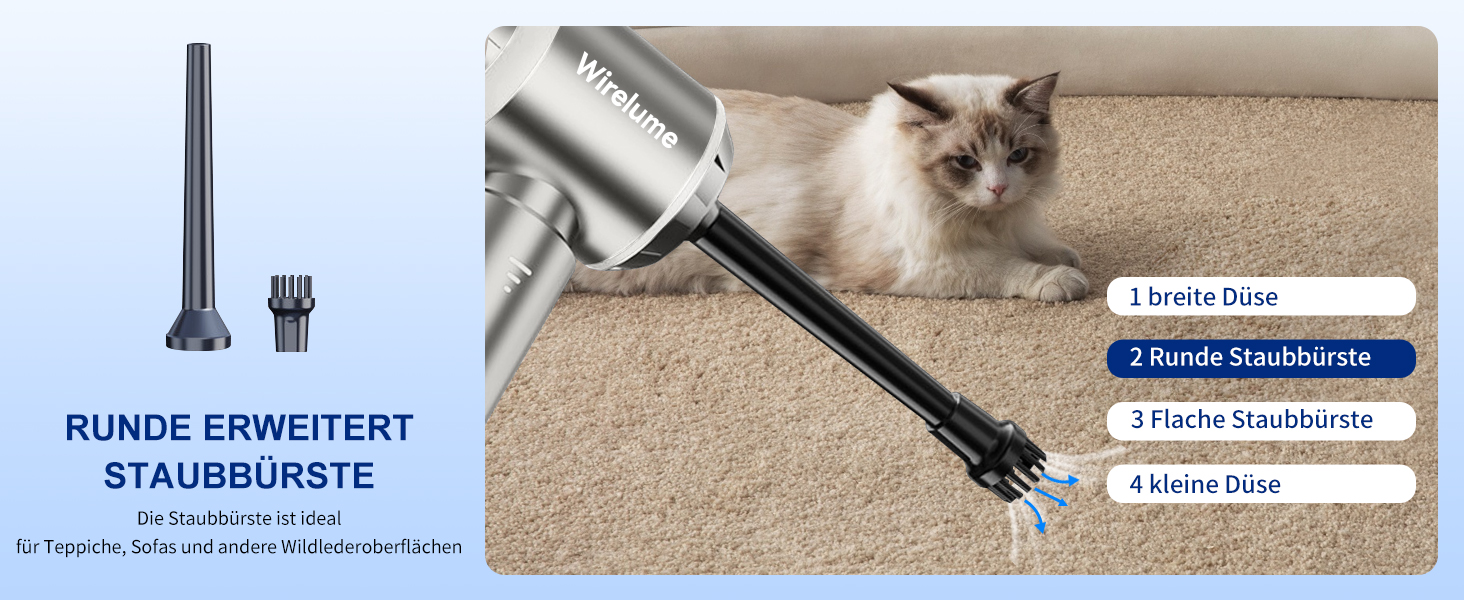 Акумуляторний ручний автомобільний пилосос 4 в 1, потужність 22000 Па, циклонна система, 3 режими всмоктування, портативний бездротовий пилосос для авто та шерсті тварин (світло-сірий)