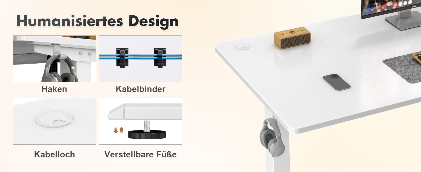 Електричний регульований стіл Devoko 120x60 см: офісний, для роботи, з пам'яттю, стоячи/сидячи