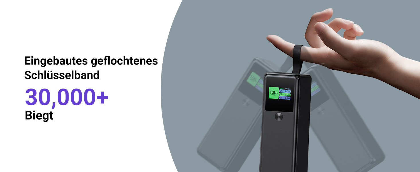 Power Bank VAFOTON 27000mAh 140W з 3 портами, цифровим дисплеєм та USB-C кабелем (Чорний)