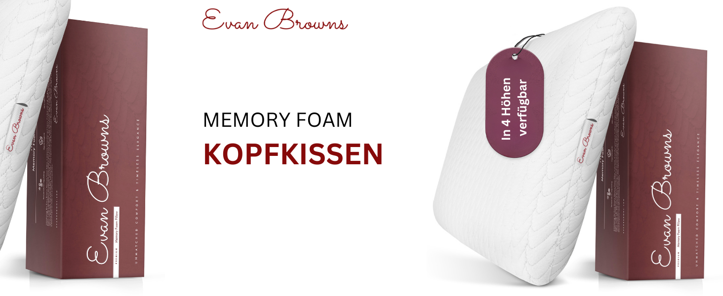 Подушка для шиї EVAN BROWNS Memory Foam 67x35x13 см - Зручна та ергономічна подушка для бічних та спинних спальних місць - Ортопедична подушка - ідеально підходить для чохлів 40x80 см