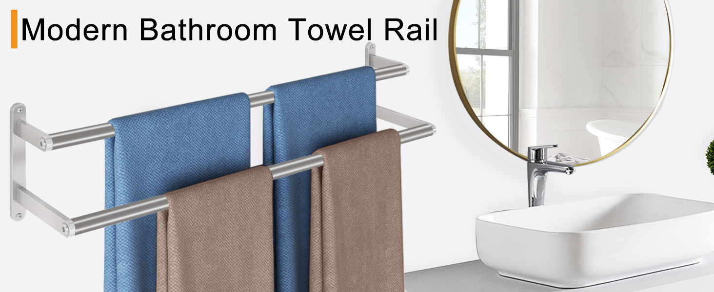 Тримач для рушників на стіну, 60 см, нержавіюча сталь, для ванної кімнати, спальні, кухні, щіткова нікель