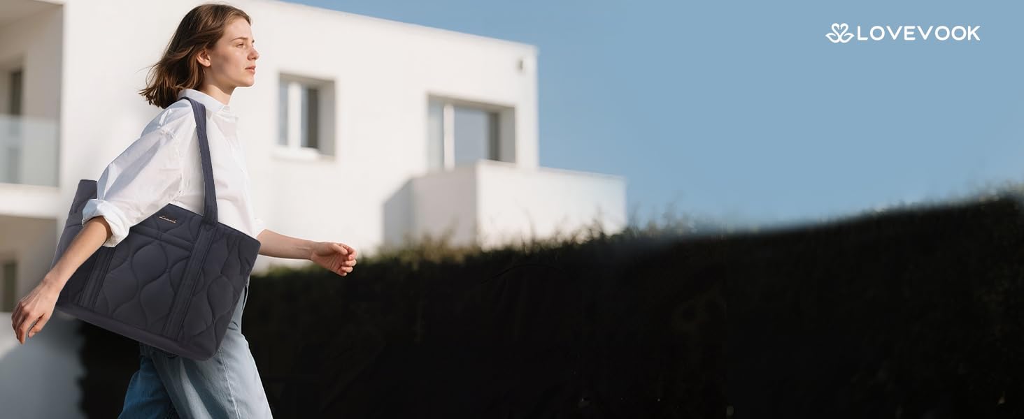 Сумка для ноутбука LOVEVOOK 15.6 дюймів, жіноча сумка-шоппер, велика містка сумка-тоут для роботи, навчання, подорожей, чорна