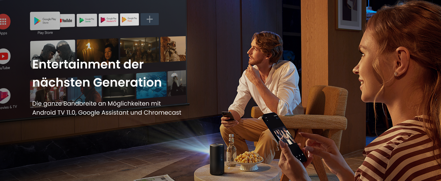 NEBULA Capsule 3 Laser GTV: Міні-проектор з лазером, 1080p, 300 ANSI Lumen, Wi-Fi, Dolby Digital, Автофокус, 120 дюймів, 2.5 години роботи від акумулятора