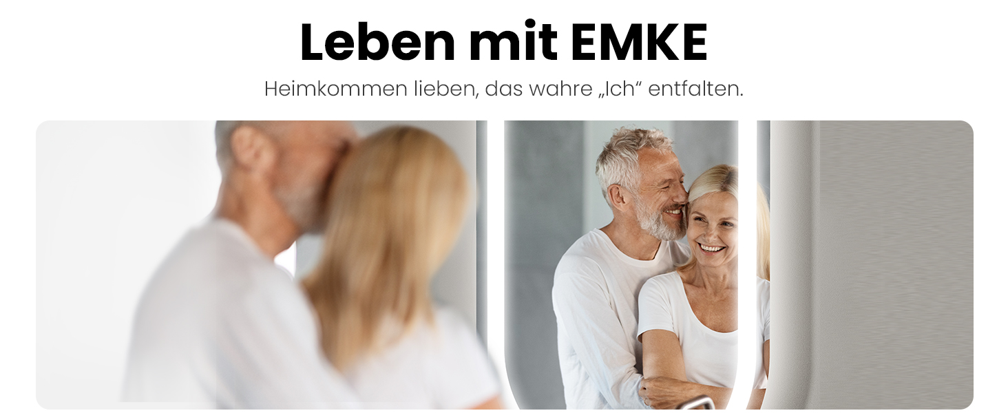 Дзеркало для ванної кімнати EMKE з підсвічуванням 50x90 см, овальне, з сенсорним перемикачем, 3 кольори світла, регулювання яскравості, антизапарник, функція пам'яті, автоматичне вимкнення через 3 години