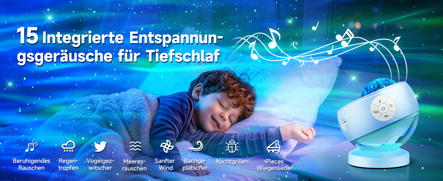 Проєктор зоряного неба Sternenhimmel: подарунок для дівчаток, жінок та хлопчиків. 300 режимів, нічник, Bluetooth, лампа північного сяйва для кімнати (Синій)