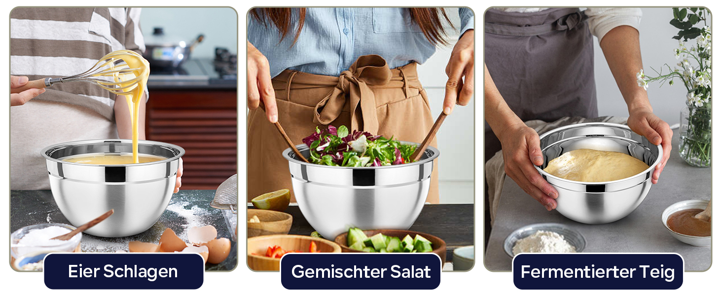 Набір місок HaWare 7 шт. з нержавіючої сталі з кришкою, 6.5-0.7L, чорний, для приготування їжі, миття в посудомийній машині