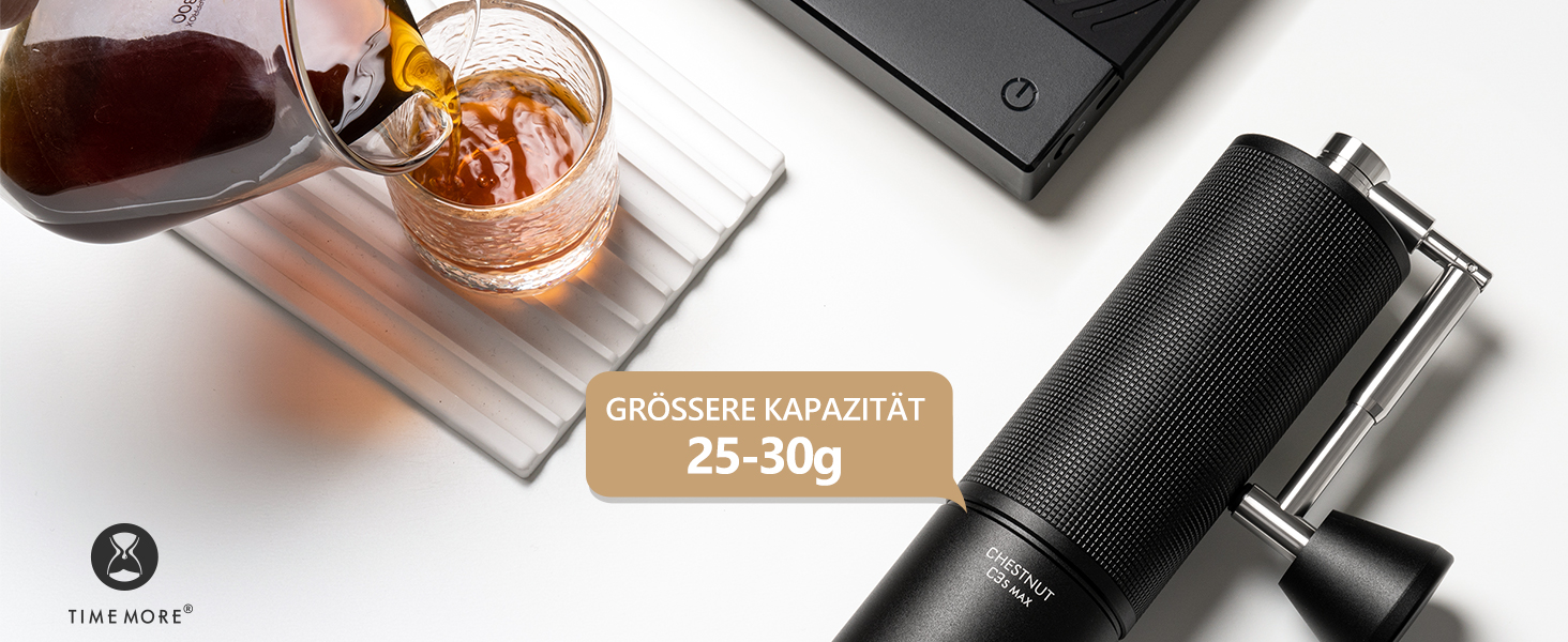 Ручна кавомолка TIMEMORE Chestnut C3S MAX, чорна: для еспресо та френч-прес, з металевим корпусом