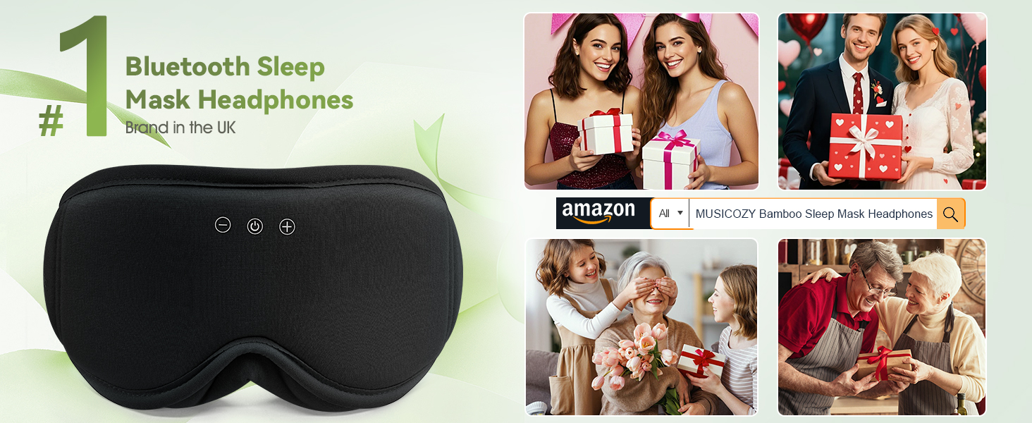 Маска для сну з навушниками Musicozy | 3D маска для сну з Bluetooth 5.4, м'яка бамбукова тканина, для подорожей та відпочинку