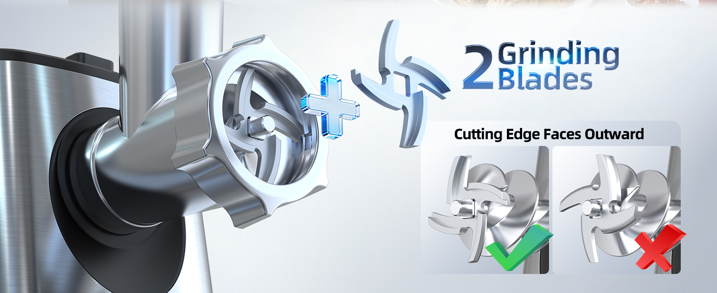 М'ясорубка електрична FIMEI 4-в-1 з насадками для ковбас та печива, нержавіюча сталь