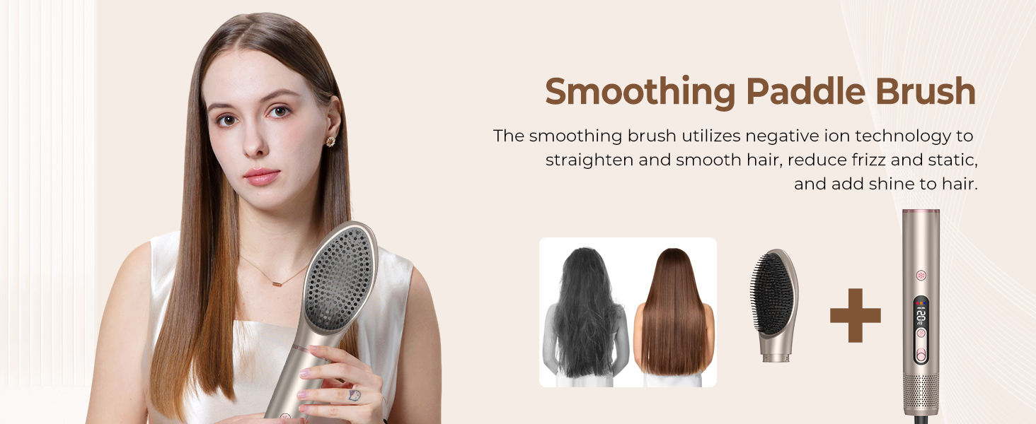 UKLISS Airstyler Pro 7 в 1: Фен-щітка з дифузором, 1400 Вт, 110 000 об/хв, професійний стайлер для сушіння, завивки та випрямлення волосся (Золотий)