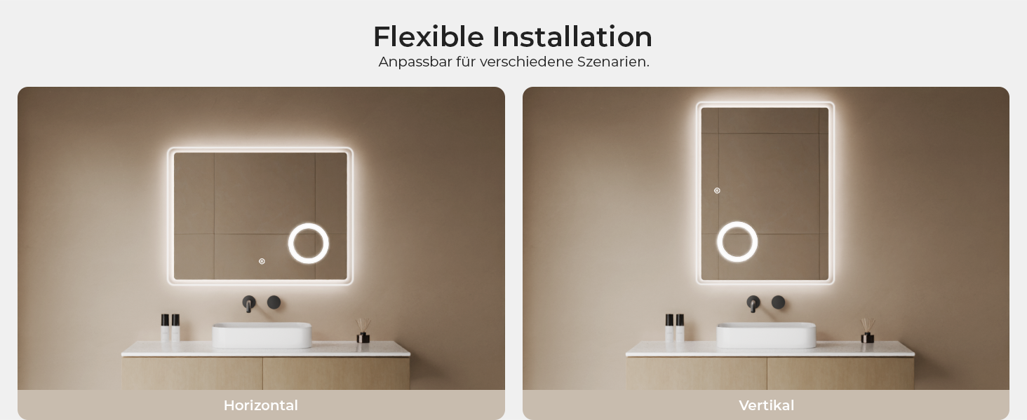 Дзеркало для ванної кімнати S'AFIELINA з підсвічуванням 60x120 см, 3x збільшення, сенсорне керування, IP44, 6500K, холодний білий світ