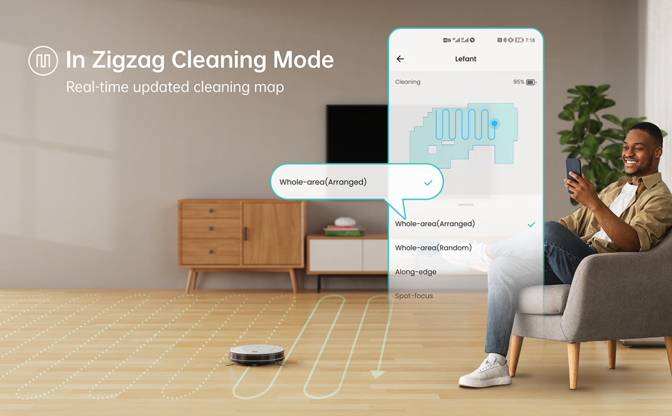 Робот-пилосос LEFANT з функцією миття підлоги, 12000Pa, LiDAR-навігація, білий (N3)