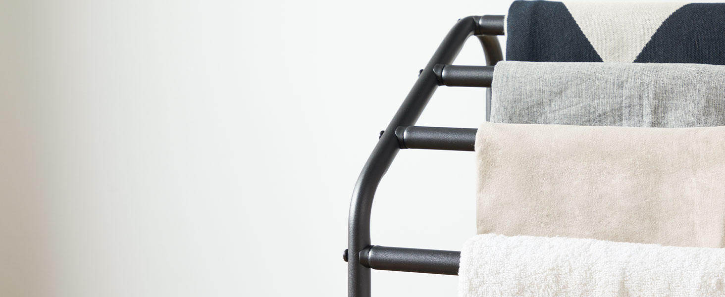 Підставка для рушників HOOBRO, стояча, велика, з 4 перекладинами, 41,5 x 28,5 x 79,5 см, вішалка для одягу, рушників, ковдр, економна, стабільна, в індустріальному стилі