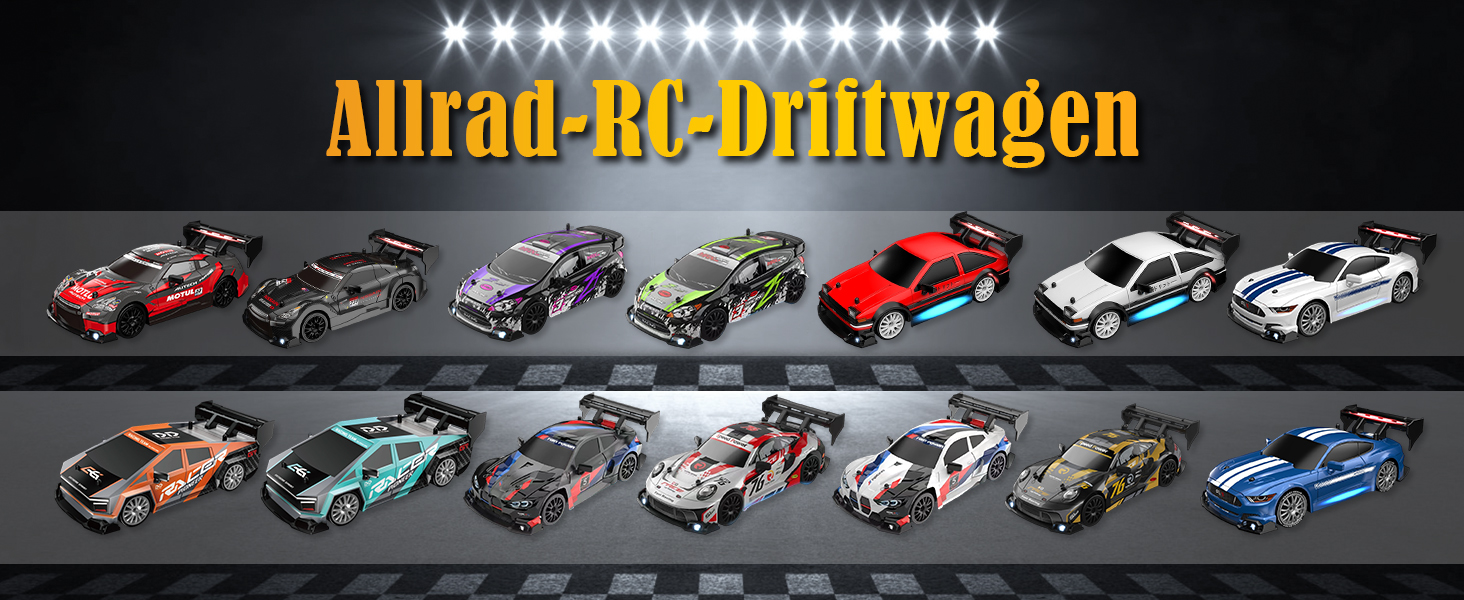 RC Машинка на радіокеруванні Drift Car 1:24, 4WD, 20 км/год, 2.4 GHz, LED, 2 акумулятори, чорна - для дітей