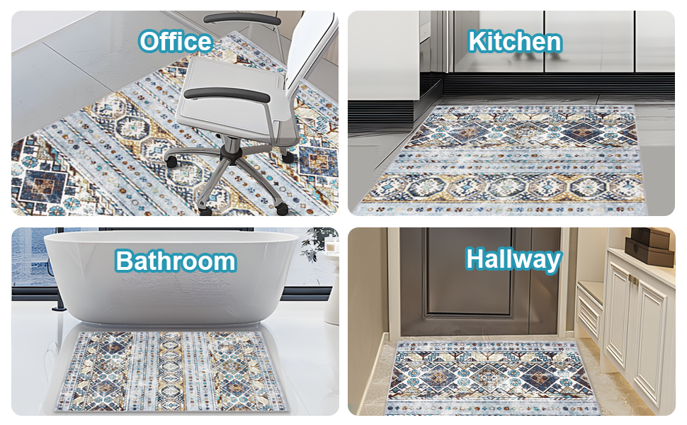 Килимок під офісний стілець 90x120 см, захист для підлоги, антиковзаюча підкладка, для ламінату та плитки (90 x 120 см, блакитно-коричнева геометрія)
