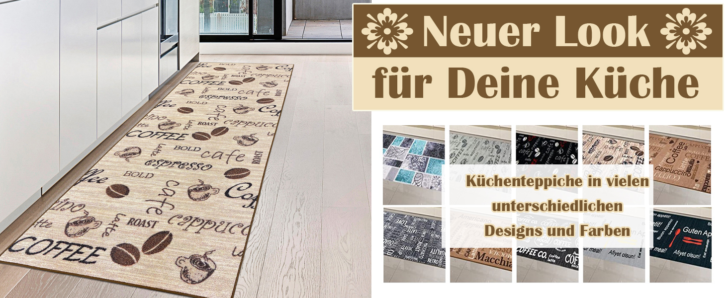 Килим Dream Kitchen Runner бежевий з гелевою підкладкою, напис коричневий (80х300 см, Grey Yellow)