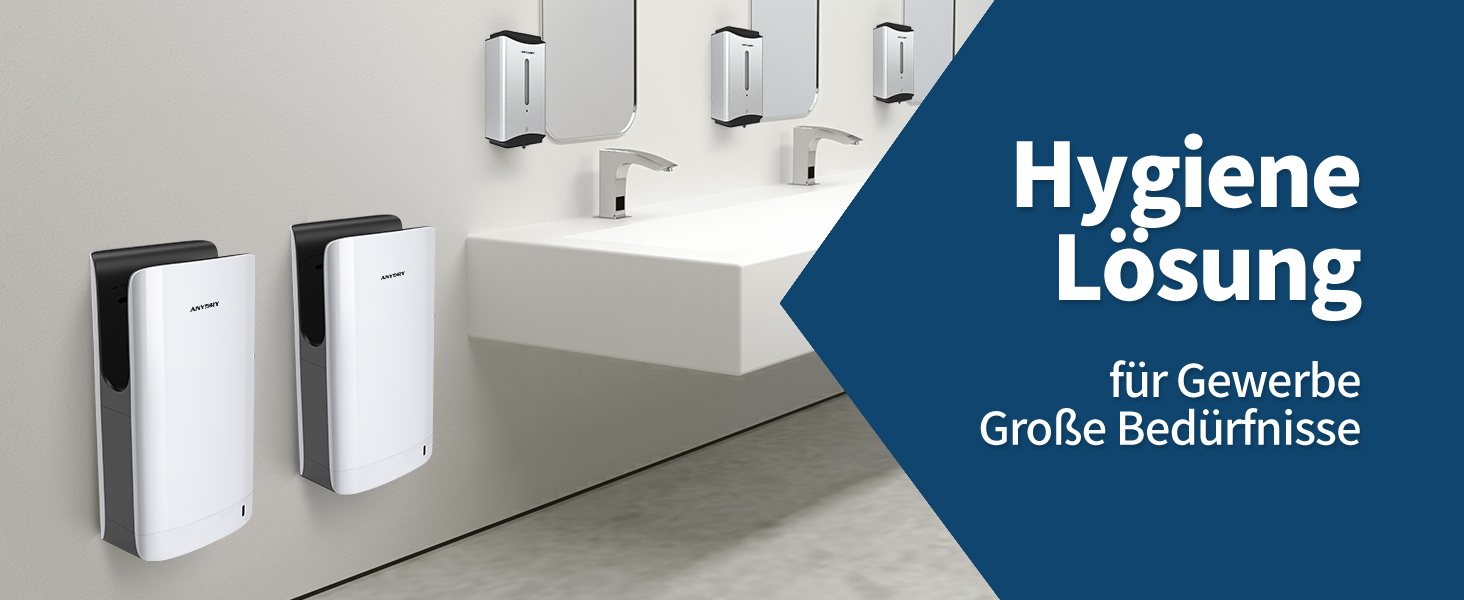 Anydry 2065: Двосторонній сушар для рук з HEPA-фільтром, ефективний, білий, ABS-пластик