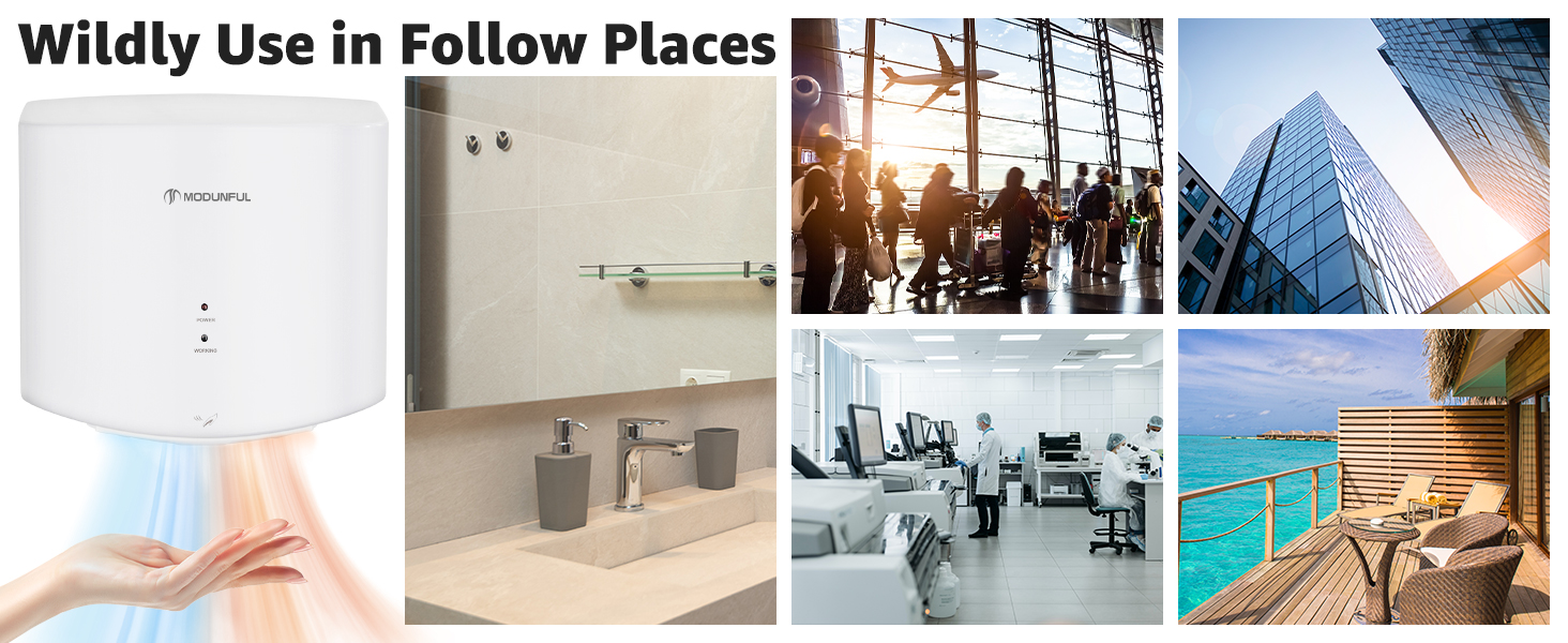 Електричний автоматичний сушар для рук настінний, 1200W (білий)