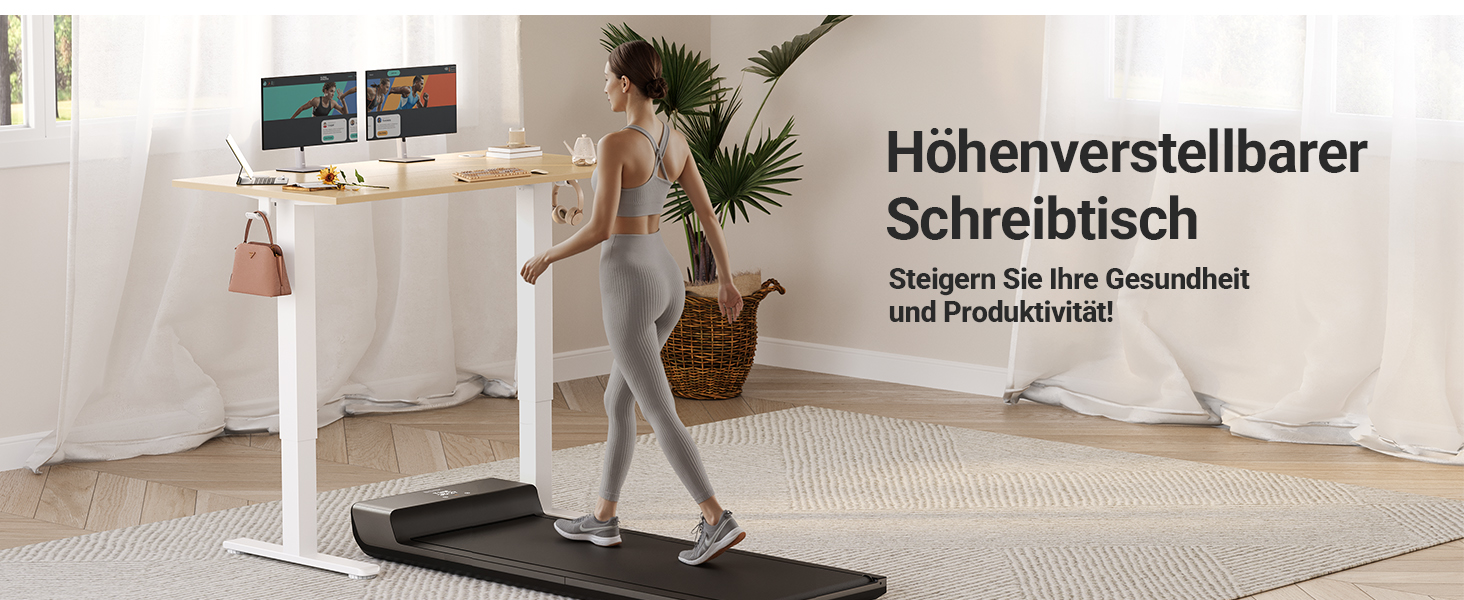 Електричний стіл Claiks з регулюванням висоти 120x60 см, з 3 функціями пам'яті, 2 гачками, бежевий