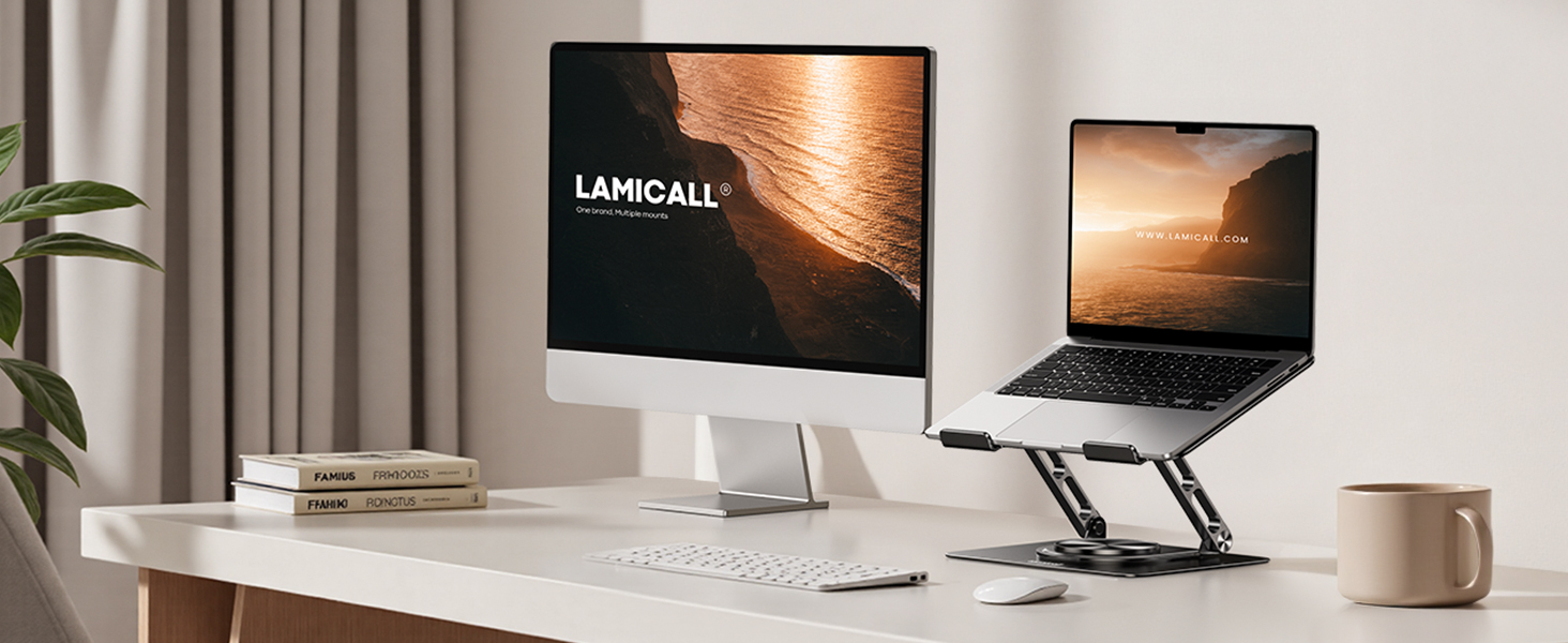 Підставка для ноутбука Lamicall, регульована - 360° обертання, складна, алюмінієва - для столу/офісу, універсальна ергономічна підставка для Macbook Pro Air, 10-17,3' (чорна)