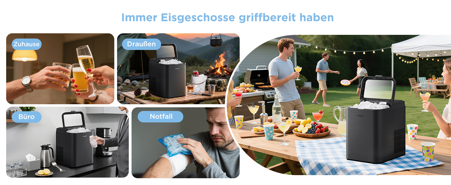 Льодогенератор Comfee RCI12GY1EU(E) 12 кг/24 год, 1.3 л, самоочищення, чорний