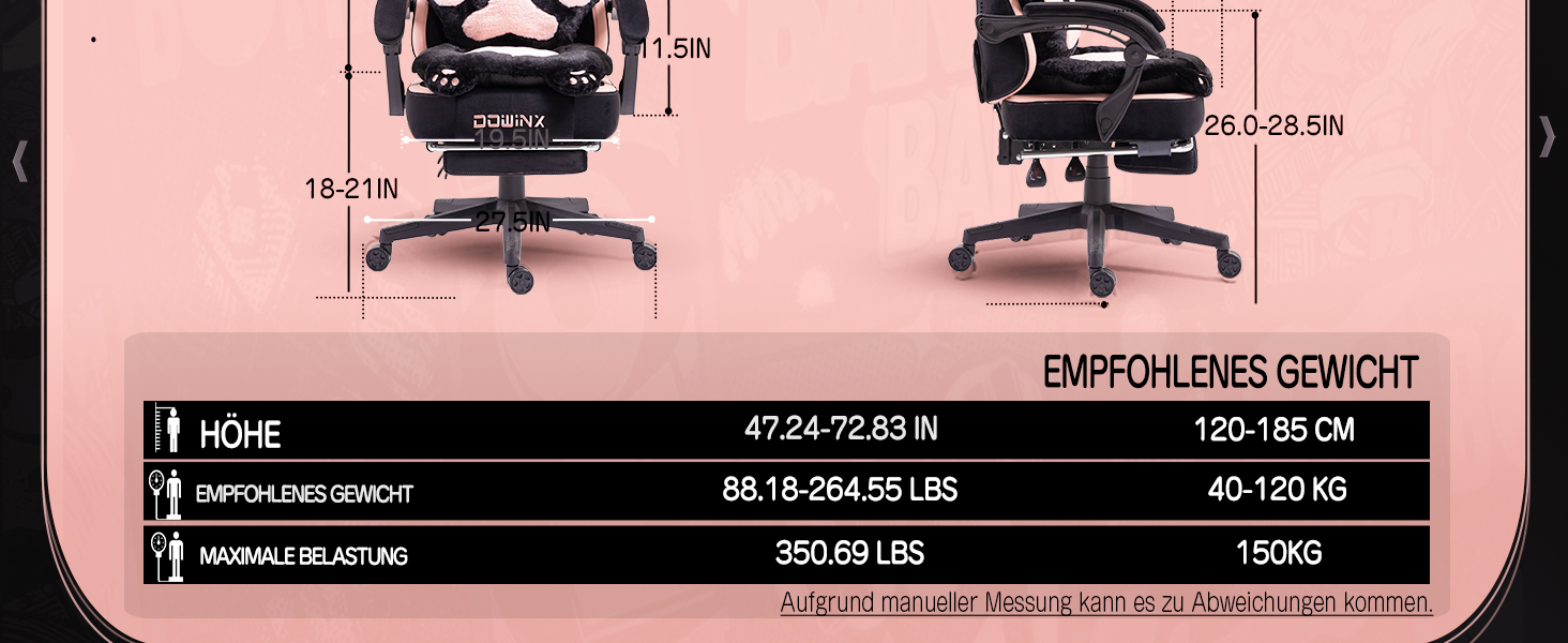 Ігровий крісло Dowinx з підніжкою, комфортний ігровий сідло для ПК, рожево-білий/чорний, для дорослих