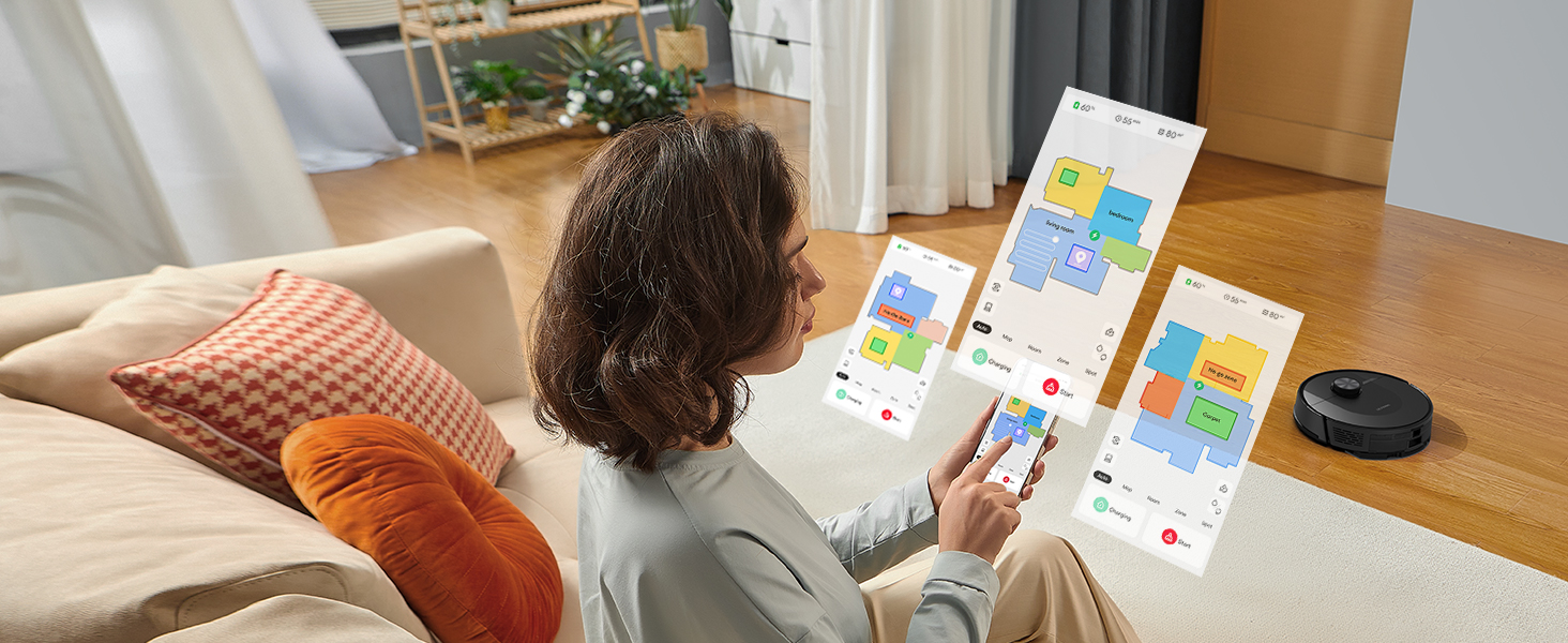 Робот-пилосос Ultenic D10 з функцією миття 3 в 1, потужність 5000Pa, LiDAR-навігація, керування через додаток, ідеальний для шерсті тварин, килимів та твердих підлог