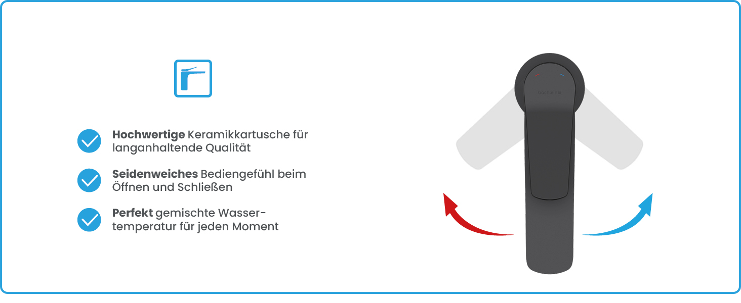 Змішувач для умивальника Bächlein Aldeya чорний матовий з монтажним комплектом, високий однорідний змішувач для накладної раковини