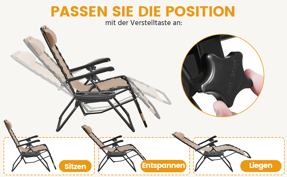 Розкішна лежанка Yaheetech для відпочинку: складана садова лежанка з подушкою та тримачем для напоїв (Бежевий)