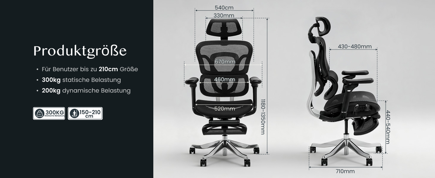 Офісний стіл FLEXISPOT ErgoX з регульованою спинкою, підлокітниками та підголівником. Максимальне навантаження: 130 кг. Чорний колір.