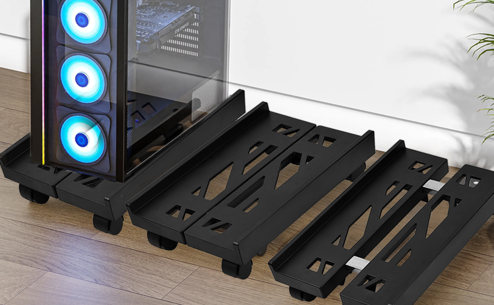 Підставка для ПК на колесах, візок для комп'ютерної вежі, регульована платформа для CPU, підставка для комп'ютера під стіл, візок для комп'ютера, принтера, домашнього офісу, геймінгу, до 80 кг