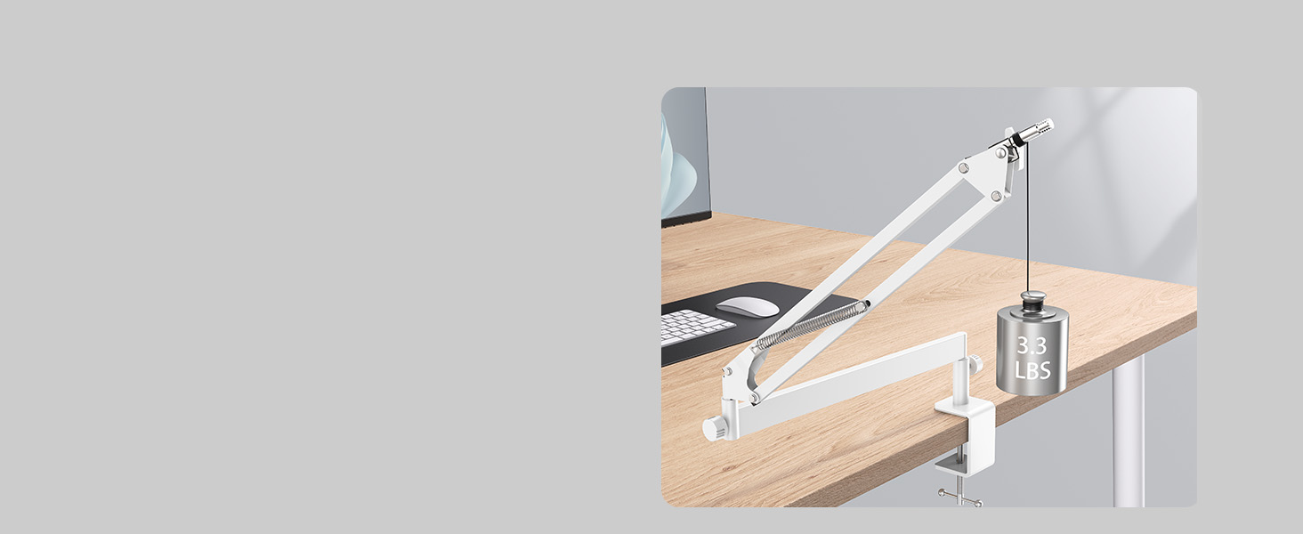 Мікрофонна стійка TONOR T40LP з гнучким кріпленням для мікрофона (біла, пружинний механізм) - для геймінгу, подкастів, запису