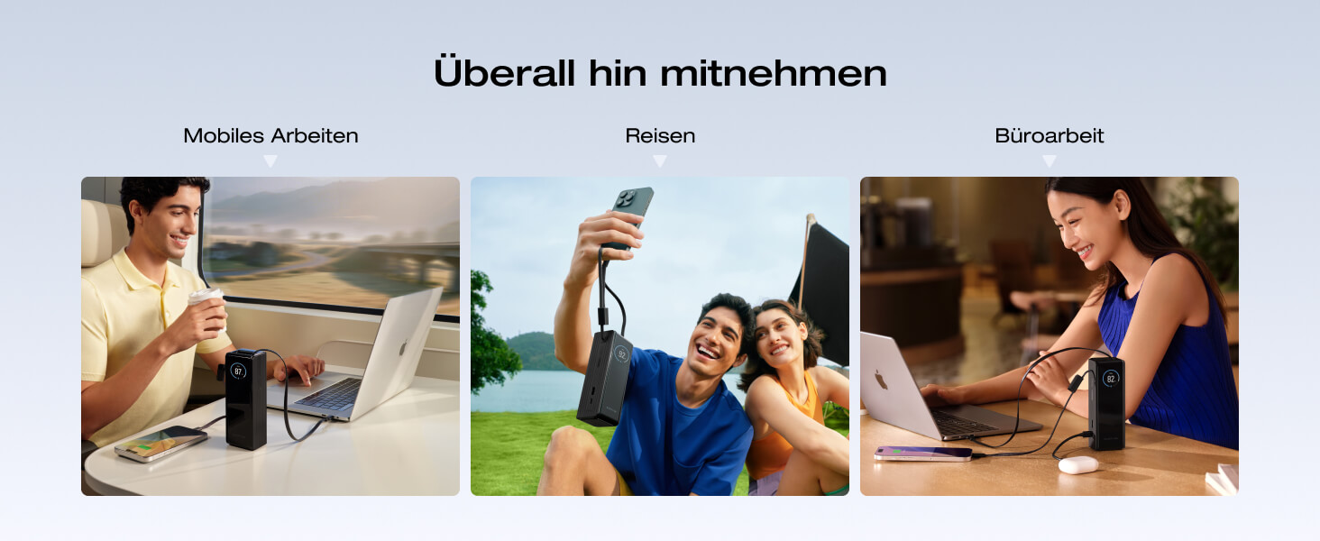 EcoFlow Rapid Powerbank 25000 mAh 170W з вбудованим кабелем, чорний - портативний зарядний пристрій для iPhone, Samsung, MacBook та інших пристроїв