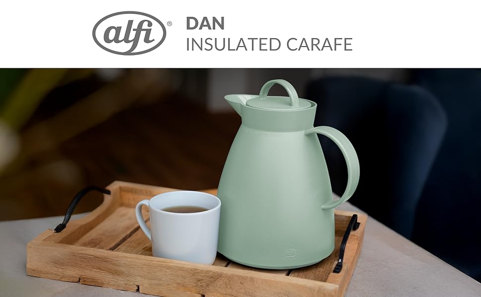 Термос Alfi DAN 1.0 л, рожевий (Ash Rose), пластиковий з термоізоляцією, з скляною вставкою, з кришкою-поворотом, дизайнерський, без BPA, для кави та чаю