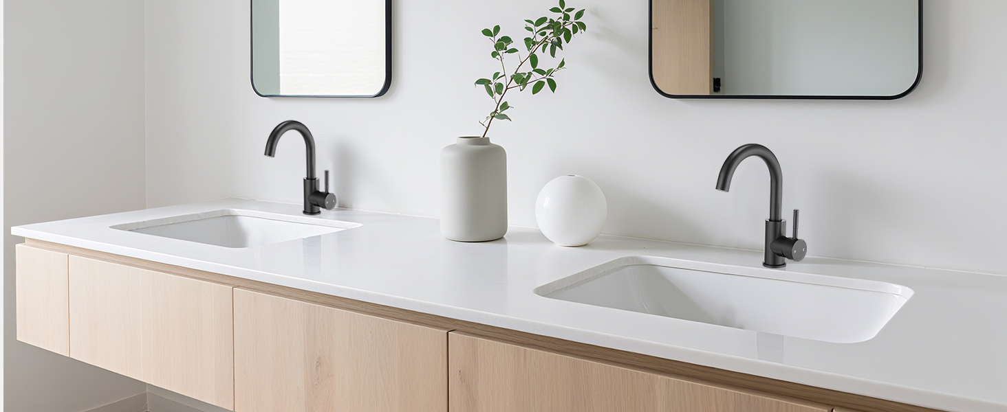 Змішувач для ванної кімнати Fransiton Bad Hoch, водозберігаючий, чорний матовий